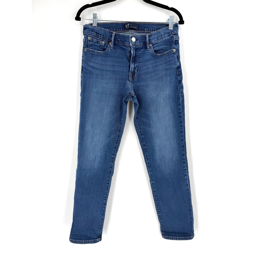 Gap Girlfriend Jeans Womens Size 4 Dark Indigo Blue Stretch Denim Casual Classic